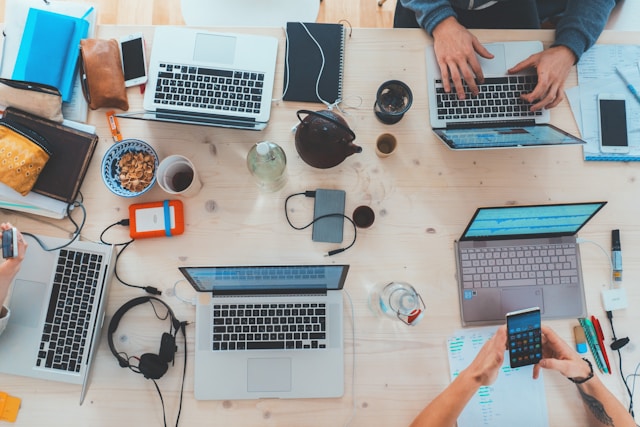 people working at the computer